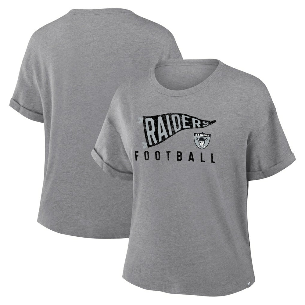 Las Vegas Raiders Fanatics Women's Pennant Wave Tribute Tri-Blend Boxy T-Shirt