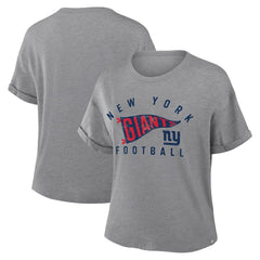 New York Giants Fanatics Women's Pennant Wave Tribute Tri-Blend Boxy T-Shirt
