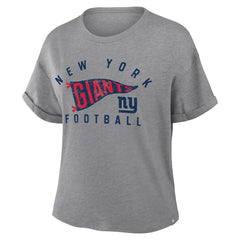 New York Giants Fanatics Women's Pennant Wave Tribute Tri-Blend Boxy T-Shirt