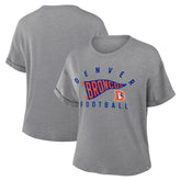 Denver Broncos Fanatics Women's Pennant Wave Tribute Tri-Blend Boxy T-Shirt