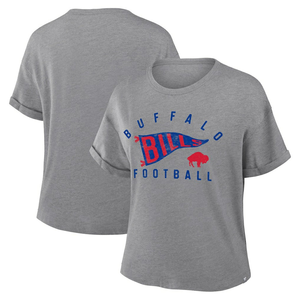 Buffalo Bills Fanatics Women's Pennant Wave Tribute Tri-Blend Boxy T-Shirt