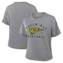 Green Bay Packers Fanatics Women's Pennant Wave Tribute Tri-Blend Boxy T-Shirt