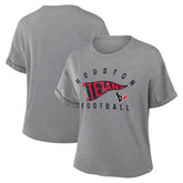 Houston Texans Fanatics Women's Pennant Wave Tribute Tri-Blend Boxy T-Shirt