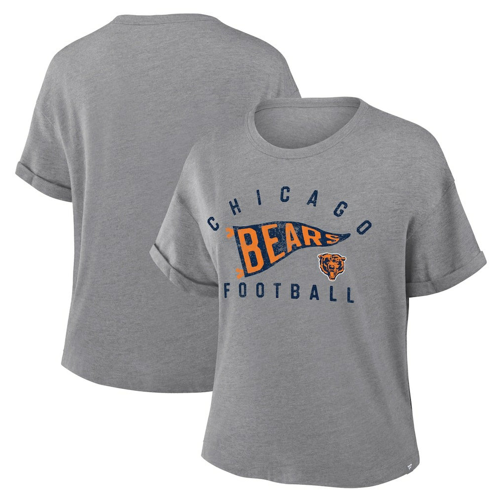 Chicago Bears Fanatics Women's Pennant Wave Tribute Tri-Blend Boxy T-Shirt