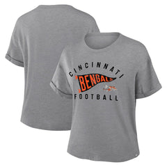 Cincinnati Bengals Fanatics Women's Pennant Wave Tribute Tri-Blend Boxy T-Shirt