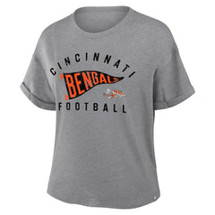Cincinnati Bengals Fanatics Women's Pennant Wave Tribute Tri-Blend Boxy T-Shirt