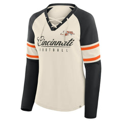 Cincinnati Bengals Fanatics Women's Hometown Gridiron Hero Raglan Lace-Up V-Neck Long Sleeve T-Shirt