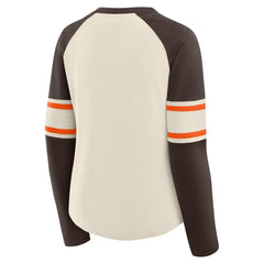 Cleveland Browns Fanatics Women's Hometown Gridiron Hero Raglan Lace-Up V-Neck Long Sleeve T-Shirt