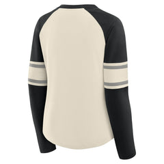 Las Vegas Raiders Fanatics Women's Hometown Gridiron Hero Raglan Lace-Up V-Neck Long Sleeve T-Shirt