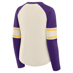 Minnesota Vikings Fanatics Women's Hometown Gridiron Hero Raglan Lace-Up V-Neck Long Sleeve T-Shirt