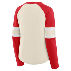 San Francisco 49ers Fanatics Women's Hometown Gridiron Hero Raglan Lace-Up V-Neck Long Sleeve T-Shirt