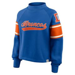Denver Broncos Fanatics Oversized Hometown Toss Sweep Mock Neck Pullover