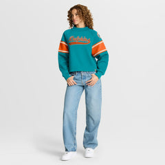 Miami Dolphins Fanatics Oversized Hometown Toss Sweep Mock Neck Pullover