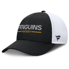 Pittsburgh Penguins Fanatics Authentic Pro Rink Lockup Adjustable Trucker Hat For Sale