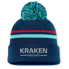 Seattle Kraken Fanatics Women's Authentic Pro Rink Cuffed Knit Hat with Pom Sale