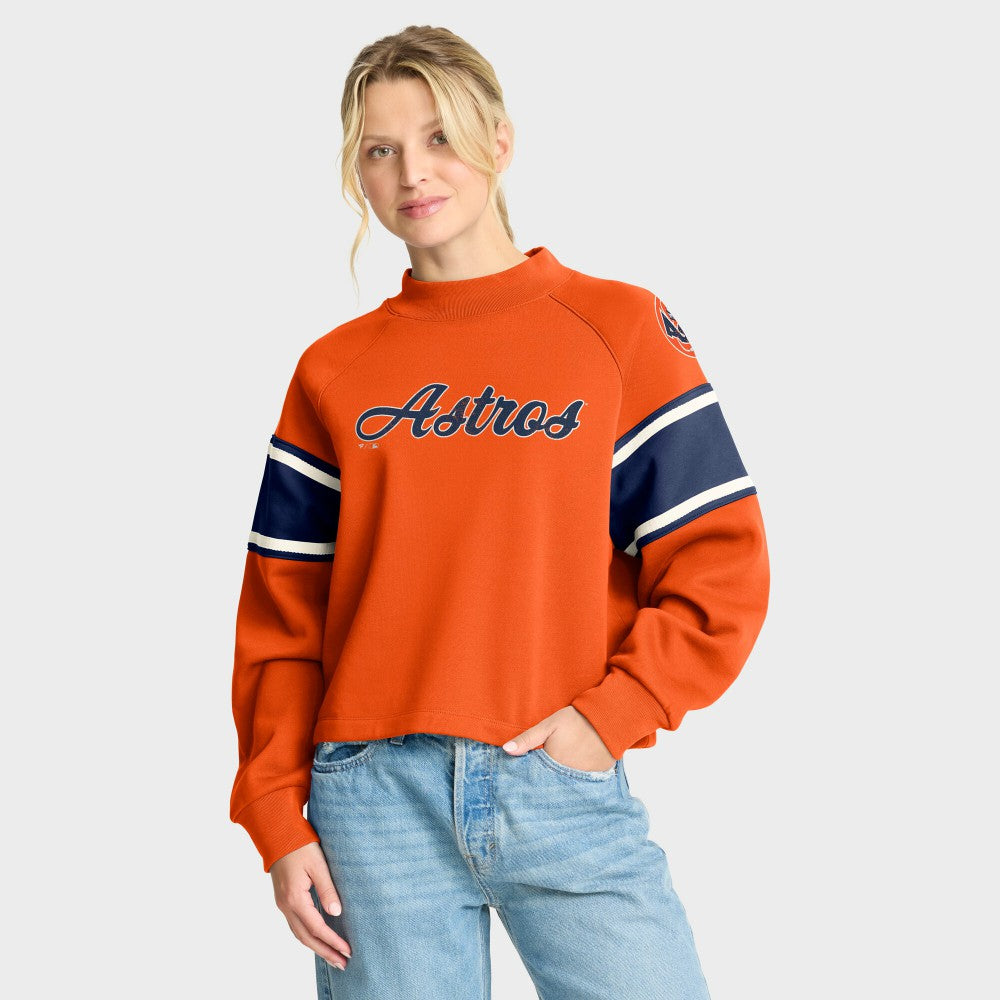 Houston Astros Fanatics Women's Oversized Toss Sweep Raglan Pullover Sweatshirt | MLB New