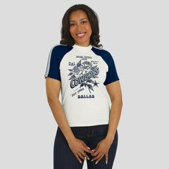 Dallas Cowboys WEAR by Erin Andrews Women's Sleeve Stripe Distressed Raglan T-Shirt