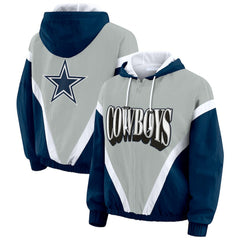 Dallas Cowboys WEAR by Erin Andrews Women's Plus Size Retro Crinkle Full-Zip Hoodie Windbreaker Jacket