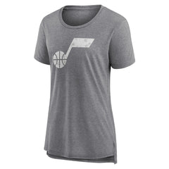 Utah Jazz Women's Distressed Logo Tri-Blend T-Shirt On Sale