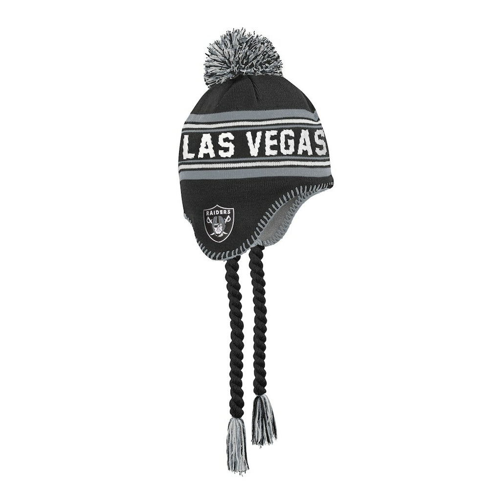 Las Vegas Raiders Outerstuff Youth Jacquard Tassel Knit Hat with Pom