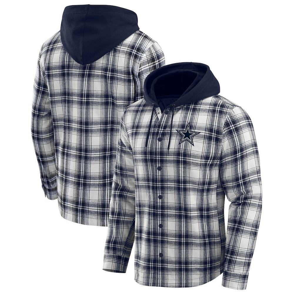 Dallas Cowboys Fanatics Darius Rucker Collection Plaid Flannel Quilted Full-Snap Hooded Shacket