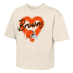 Cleveland Browns Outerstuff Girl's Youth Spray Heart Boxy T-Shirt