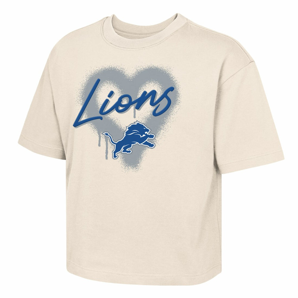 Detroit Lions Outerstuff Girl's Youth Spray Heart Boxy T-Shirt