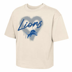 Detroit Lions Outerstuff Girl's Youth Spray Heart Boxy T-Shirt