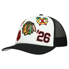 Chicago Blackhawks Mitchell & Ness Gridlock Trucker Adjustable Hat For Sale