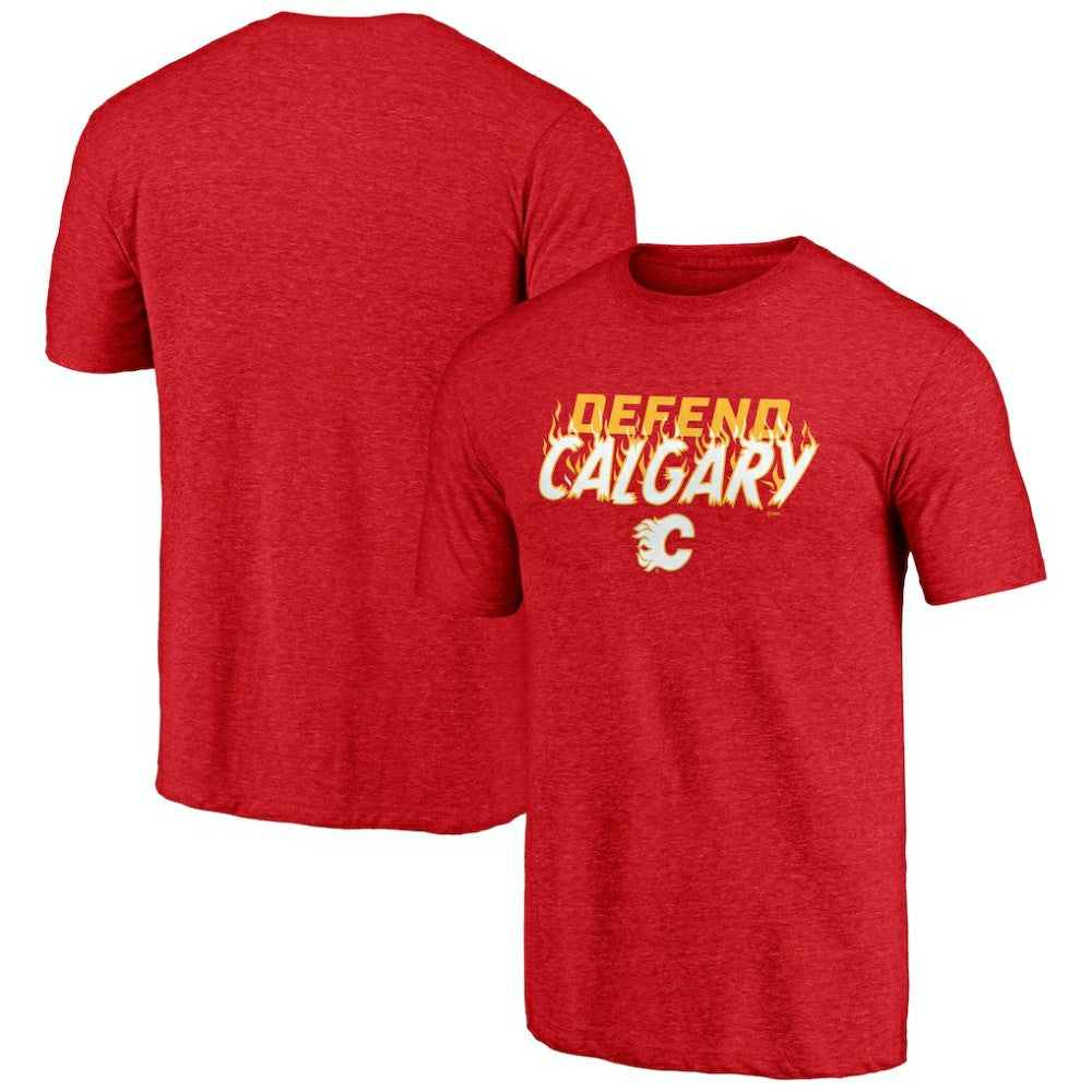 Calgary Flames Shoot to Score Tri-Blend T-Shirt On Sale