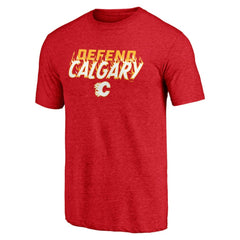 Calgary Flames Shoot to Score Tri-Blend T-Shirt On Sale