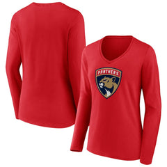 Florida Panthers Women's Primary Logo Long Sleeve V-Neck T-Shirt On Sale