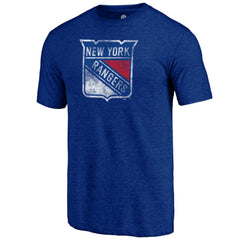 New York Rangers Distressed Logo Tri-Blend T-Shirt On Sale