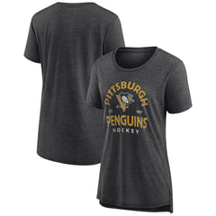 Pittsburgh Penguins Women's Vintage Arch Tri-Blend T-Shirt For Sale
