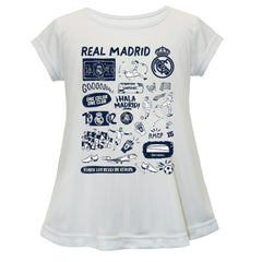 Real Madrid Vive La Fete Girls Youth Impressions Artwork A-Line Top White