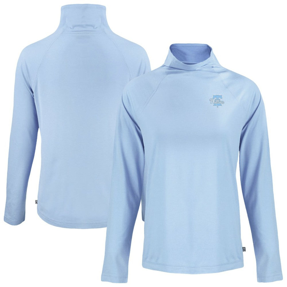 Philadelphia Phillies Cutter & Buck Women's Coastline Epic Comfort Eco Recycled Funnel Neck Pullover Top | MLB New