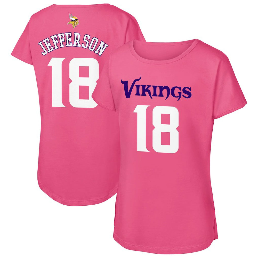 Minnesota Vikings Justin Jefferson Outerstuff Girls Youth Player Name & Number T-Shirt