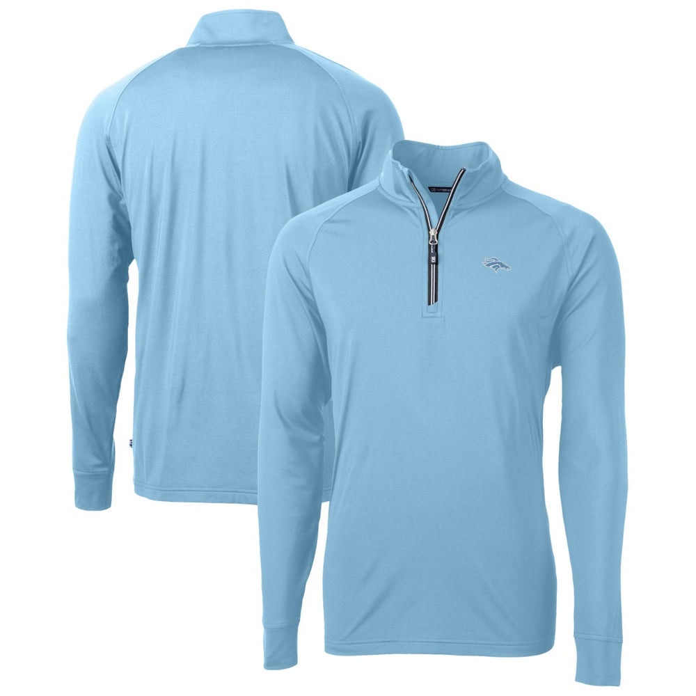 Denver Broncos Cutter & Buck Raglan Adapt Eco Knit Stretch Recycled Quarter-Zip Top