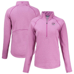 Cincinnati Bengals Cutter & Buck Women's Peshastin Eco Fleece Recycled Half-Zip Top