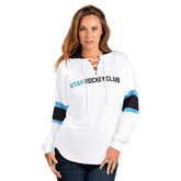 Utah Mammoth G-III 4Her by Carl Banks Women's Goal Zone Long Sleeve Lace-Up Hoodie T-Shirt Discount