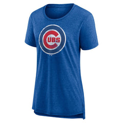 Chicago Cubs Women's Weathered Official Logo Tri-Blend T-Shirt | MLB Discount