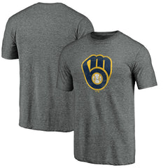Milwaukee Brewers Weathered Official Logo Tri-Blend T-Shirt | MLB On Sale