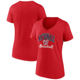 Washington Nationals Women's Victory Script V-Neck T-Shirt | MLB New