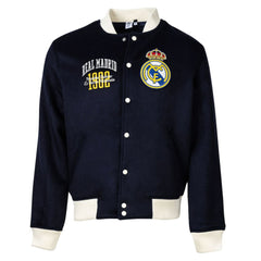 Real Madrid Sport Design Sweden Free Kick Wool Varsity Jacket Navy