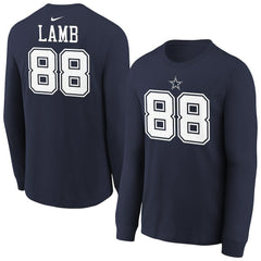 Dallas Cowboys Nike CeeDee Lamb Youth Player Name & Number Long Sleeve T-Shirt