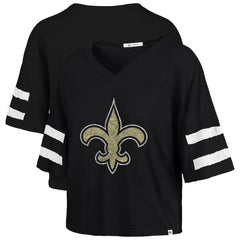 New Orleans Saints 47 brand '47 Women's Premier Scout Cropped V-Neck T-Shirt