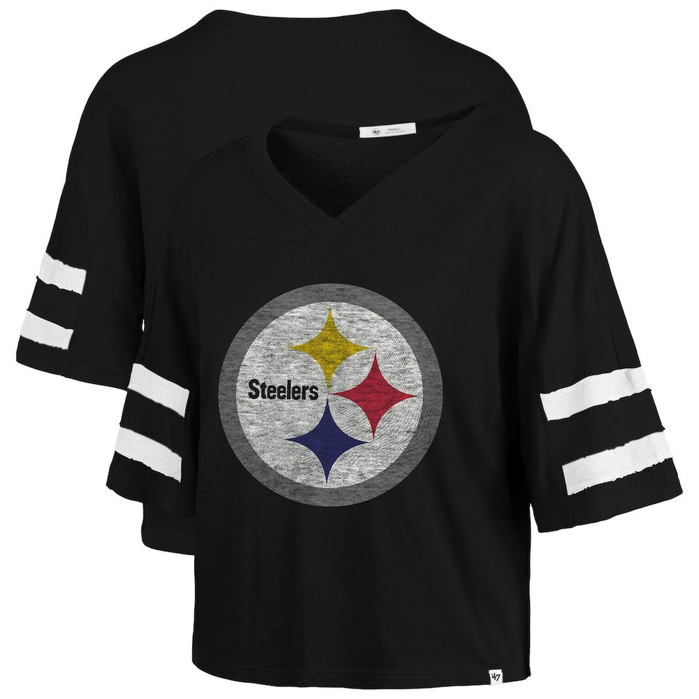 Pittsburgh Steelers 47 brand '47 Women's Premier Scout Cropped V-Neck T-Shirt