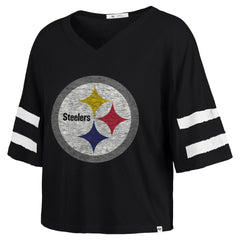 Pittsburgh Steelers 47 brand '47 Women's Premier Scout Cropped V-Neck T-Shirt