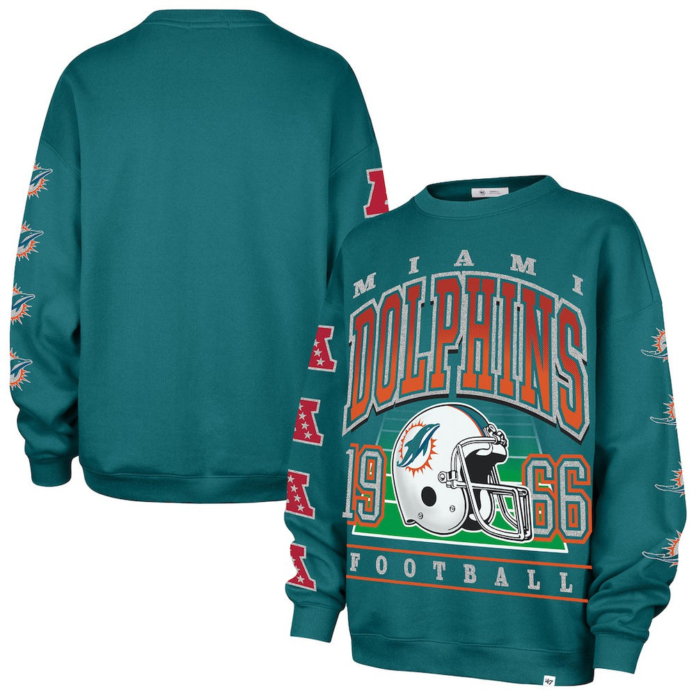 Miami Dolphins 47 brand '47 Women's Go Big Oversized Pullover Sweatshirt