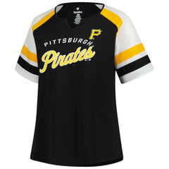 Pittsburgh Pirates Profile Women's Plus Sized Arched Notch Neck T-Shirt | MLB US